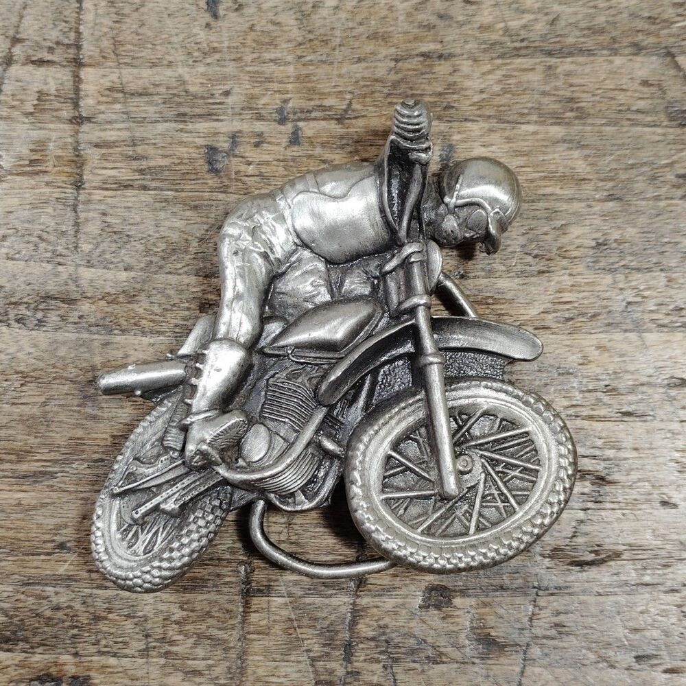 Vintage 1977 Bergamot Brass Works Dirt Bike Motocross Motorcycle Belt Buckle USA